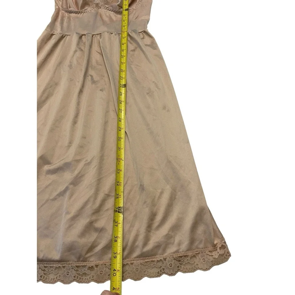 Vtg JCPenney Full Slip Dress 42 B C D Beige Nude Antron III Nylon Lace USA Made